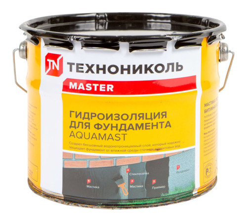 Мастика битумная холодная ТЕХНОНИКОЛЬ AquaMast для фундамента, 3кг